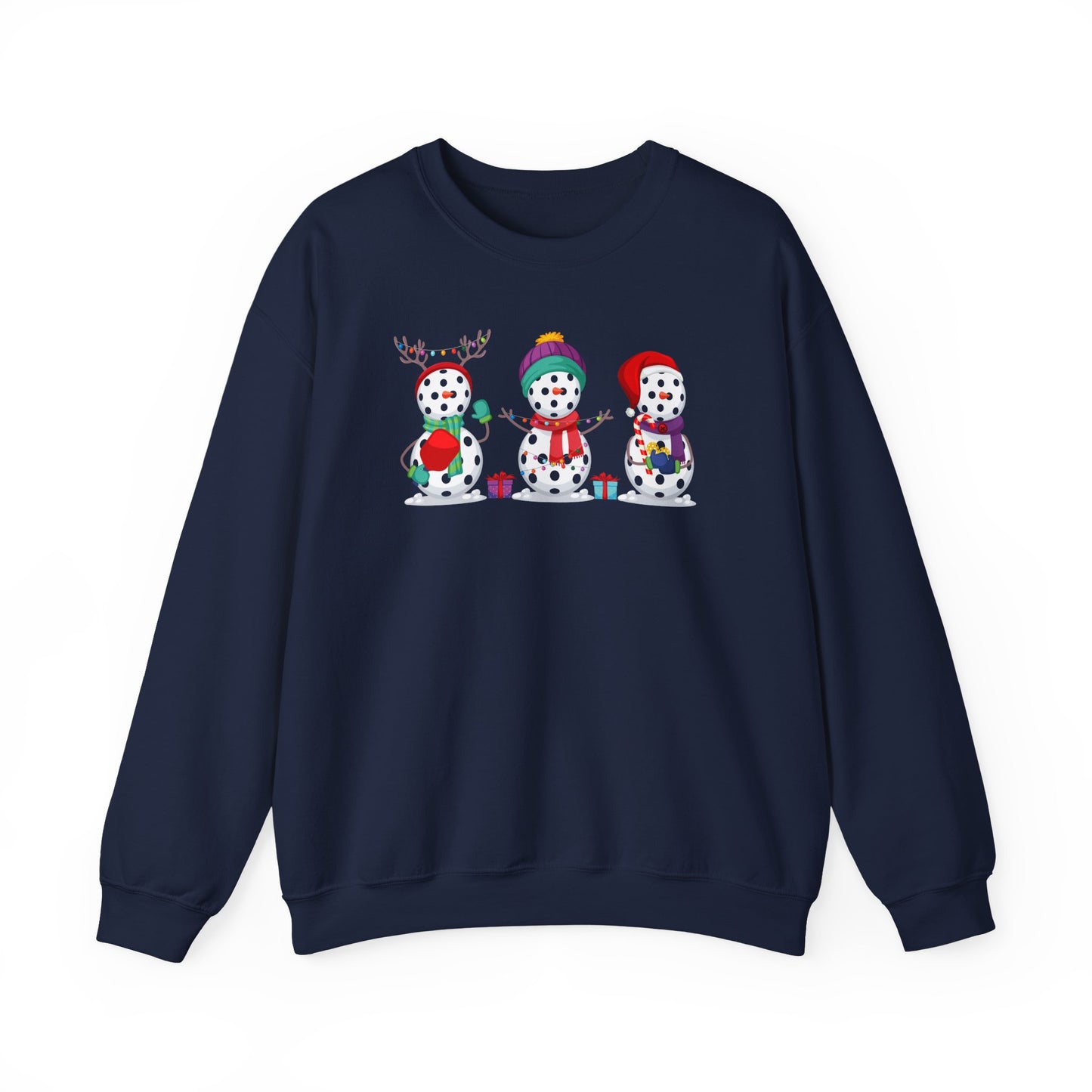 Pickleball Snowman Trio Unisex Heavy Blend™ Crewneck Sweatshirt
