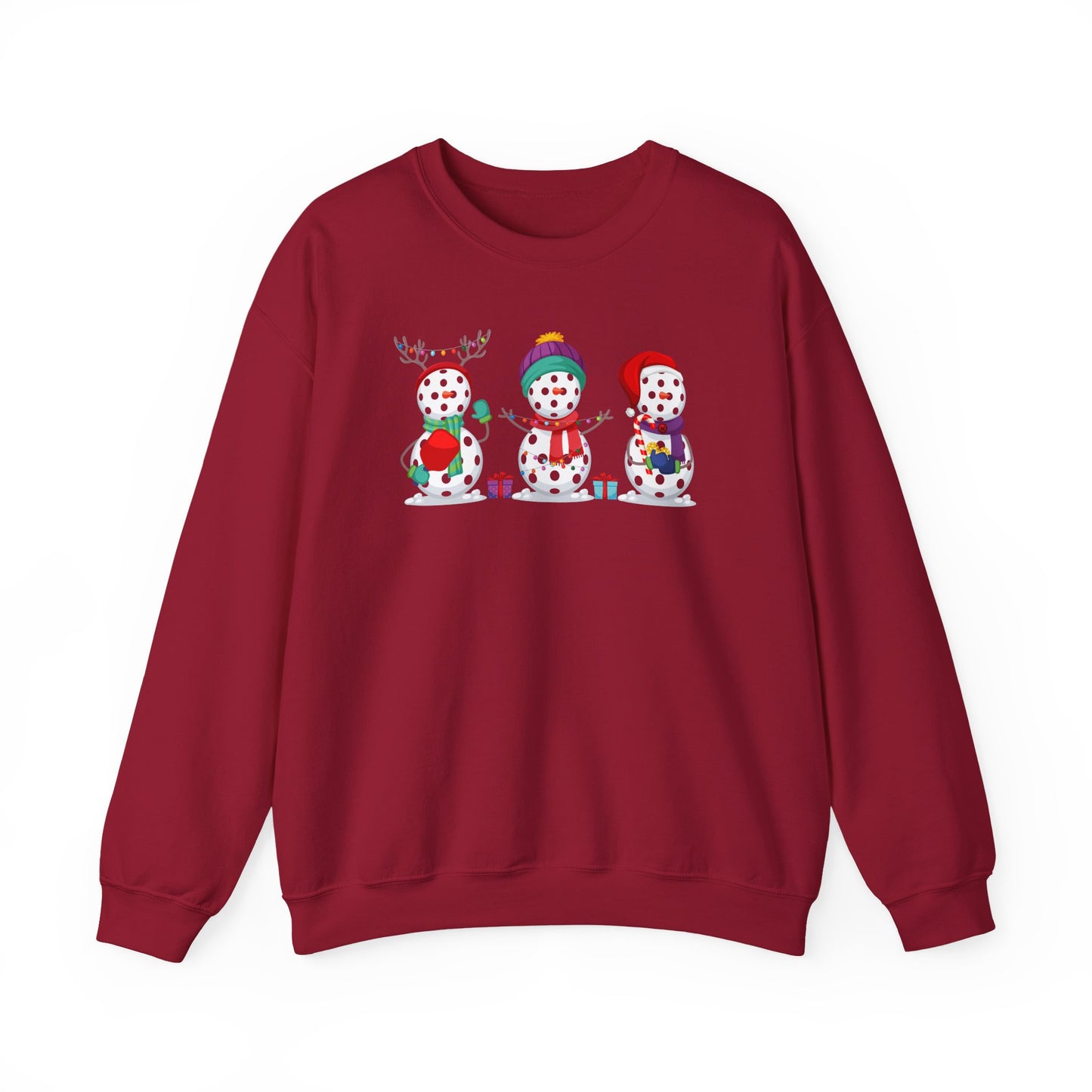 Pickleball Snowman Trio Unisex Heavy Blend™ Crewneck Sweatshirt