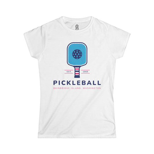 1965 Pickleball Blue Paddle Women's Softstyle Tee