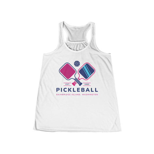 1965 Pickleball Double Paddles Women's Flowy Racerback Tank