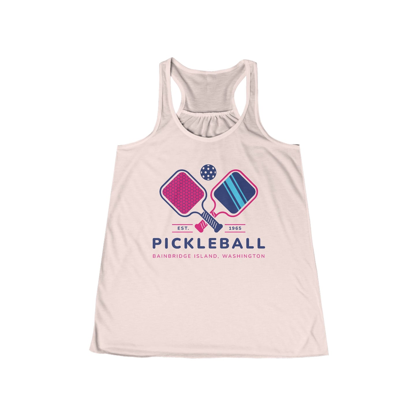 1965 Pickleball Double Paddles Women's Flowy Racerback Tank