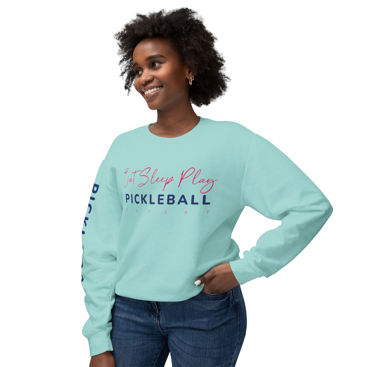 Eat Sleep Play Pickleball Repeat Unisex Lightweight Crewneck Sweatshirt