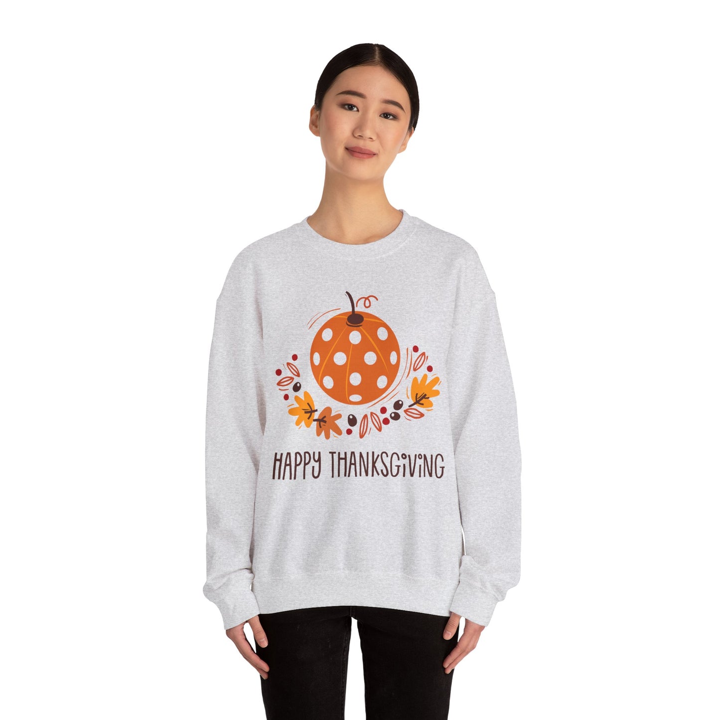 Pickleball Pumpkin Happy Thanksgiving Unisex Heavy Blend™ Crewneck Sweatshirt