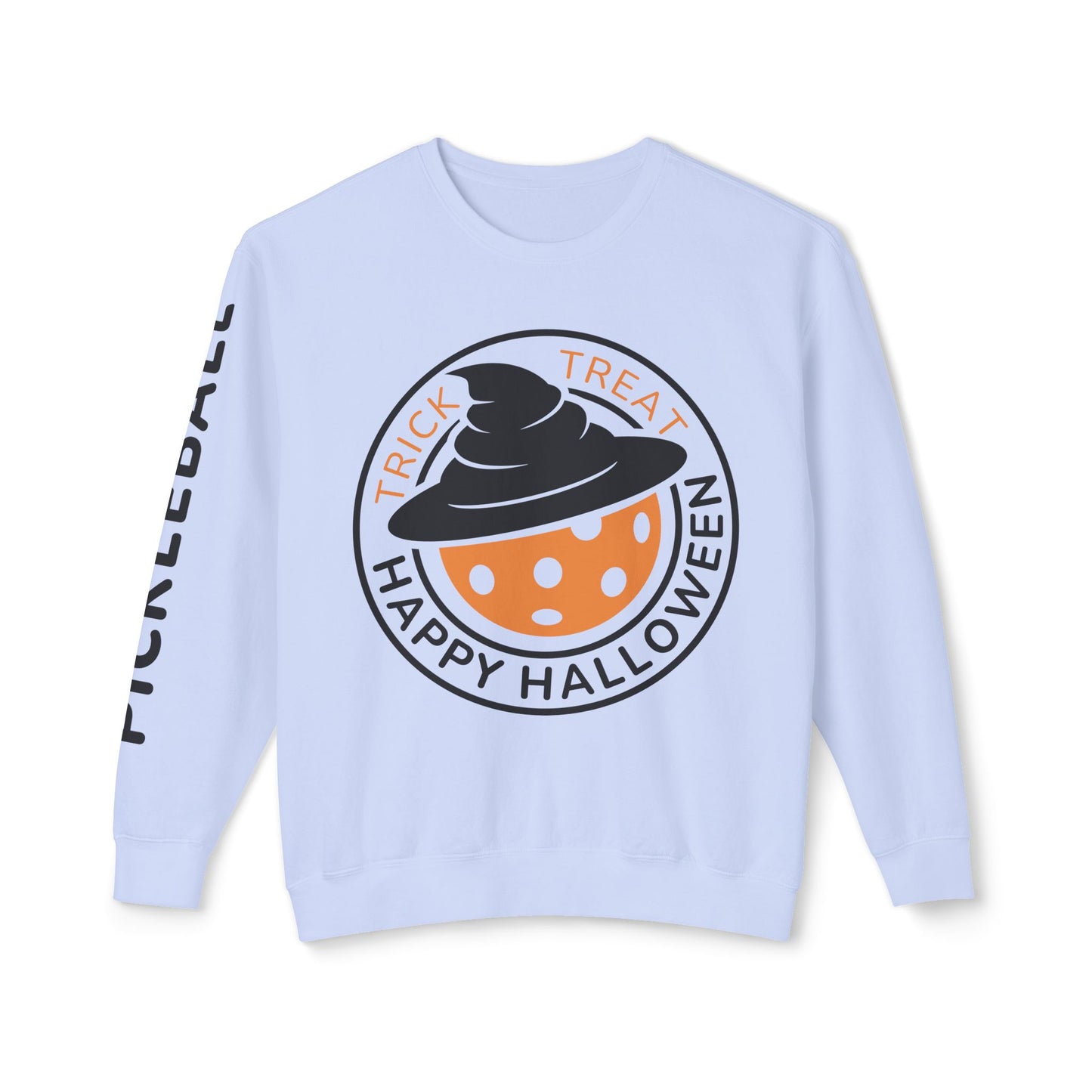 Pickleball Halloween Pumpkin Unisex Lightweight Crewneck Sweatshirt