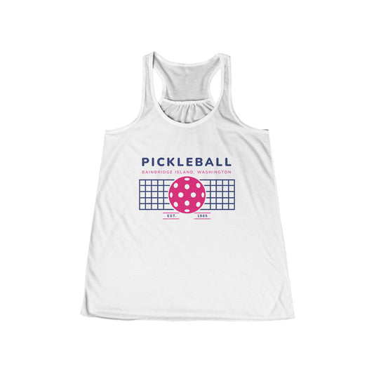 1965 Pickleball Ball and Net Women's Flowy Racerback Tank