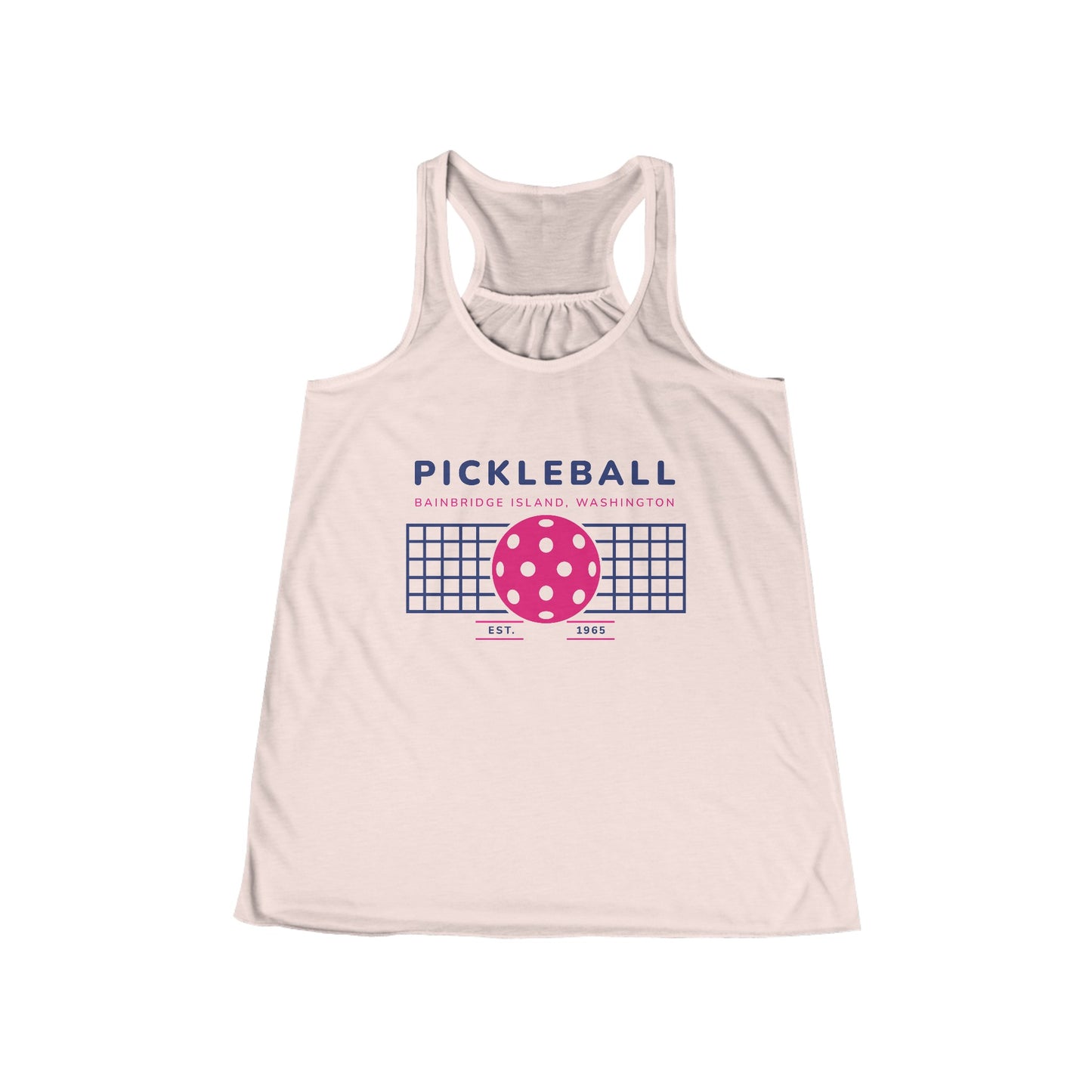 1965 Pickleball Ball and Net Women's Flowy Racerback Tank