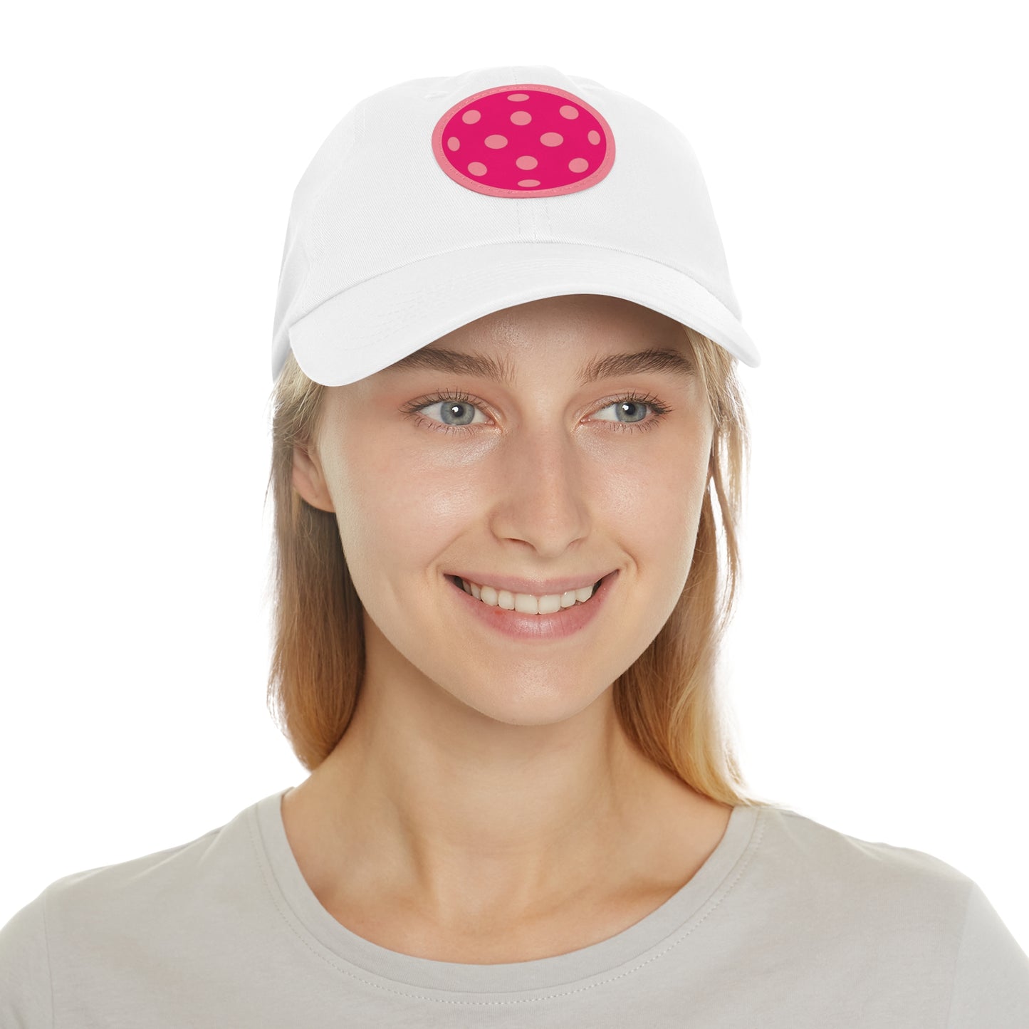 1965 Pink Pickleball Ball I Hat with Leather Patch (Round)