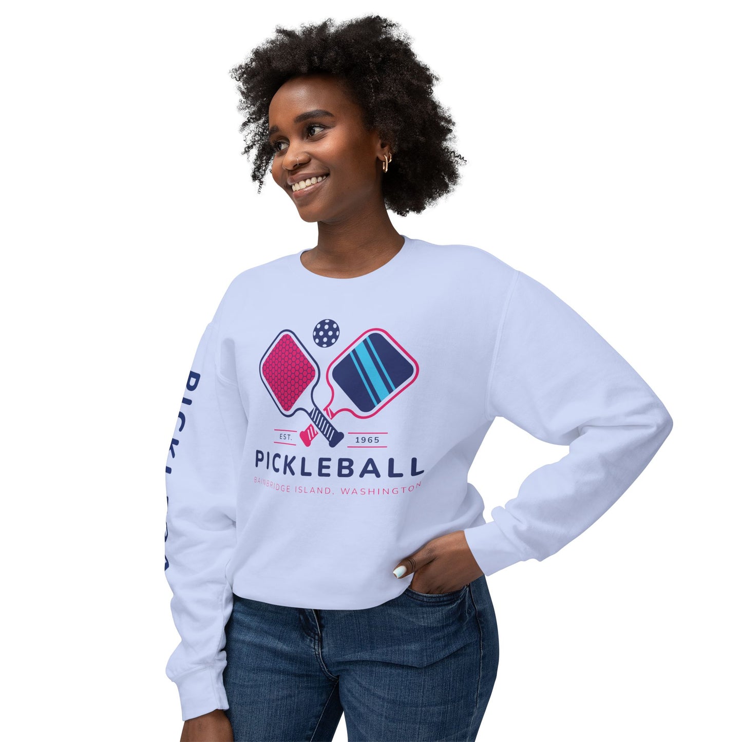 1965 Pickleball Double Paddles Unisex Lightweight Crewneck Sweatshirt