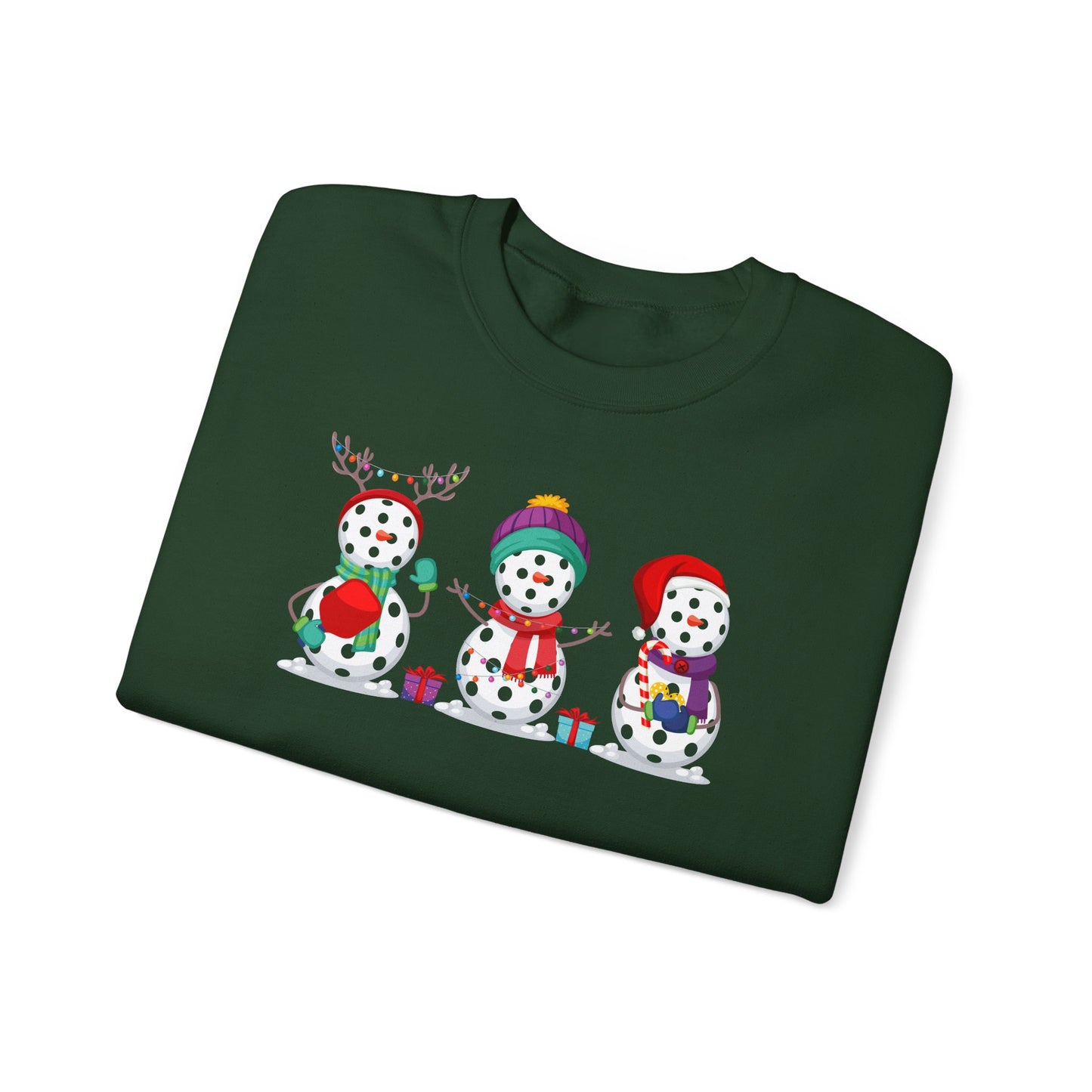 Pickleball Snowman Trio Unisex Heavy Blend™ Crewneck Sweatshirt