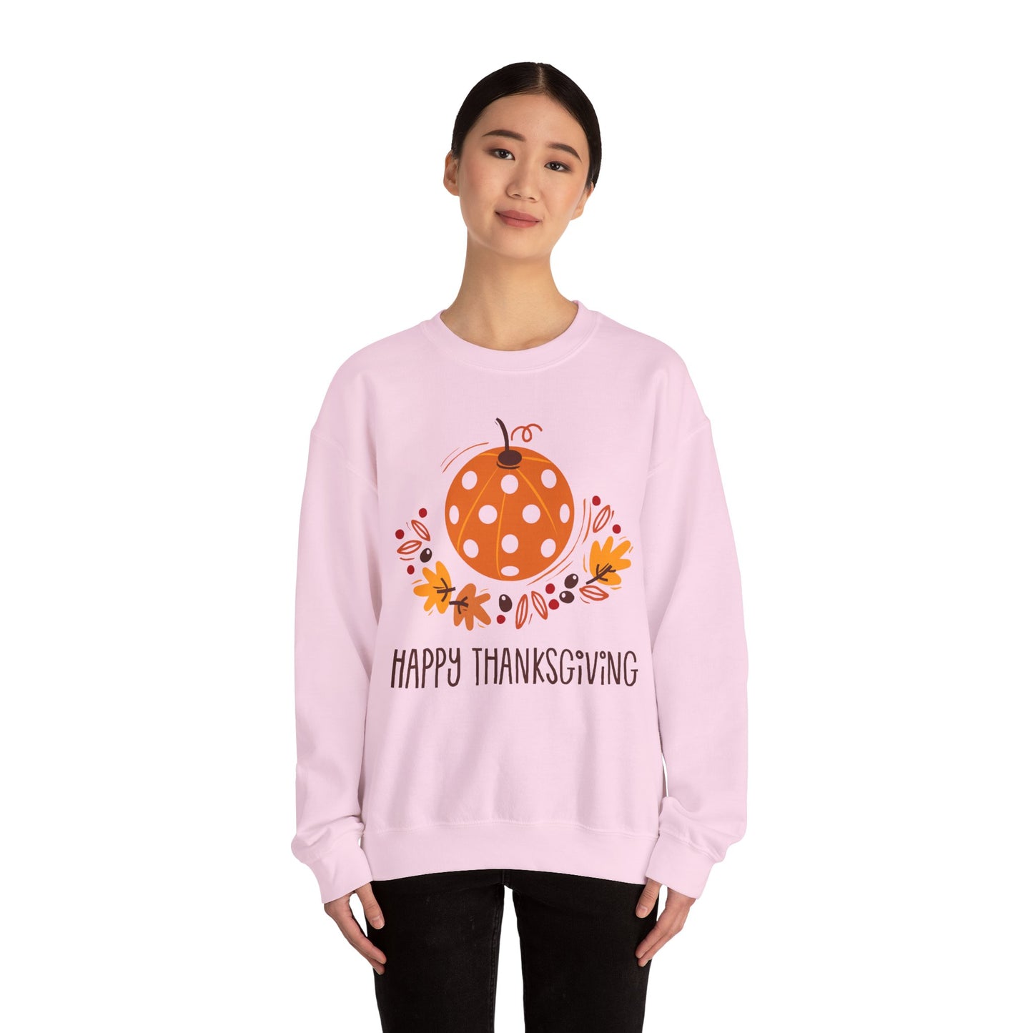 Pickleball Pumpkin Happy Thanksgiving Unisex Heavy Blend™ Crewneck Sweatshirt