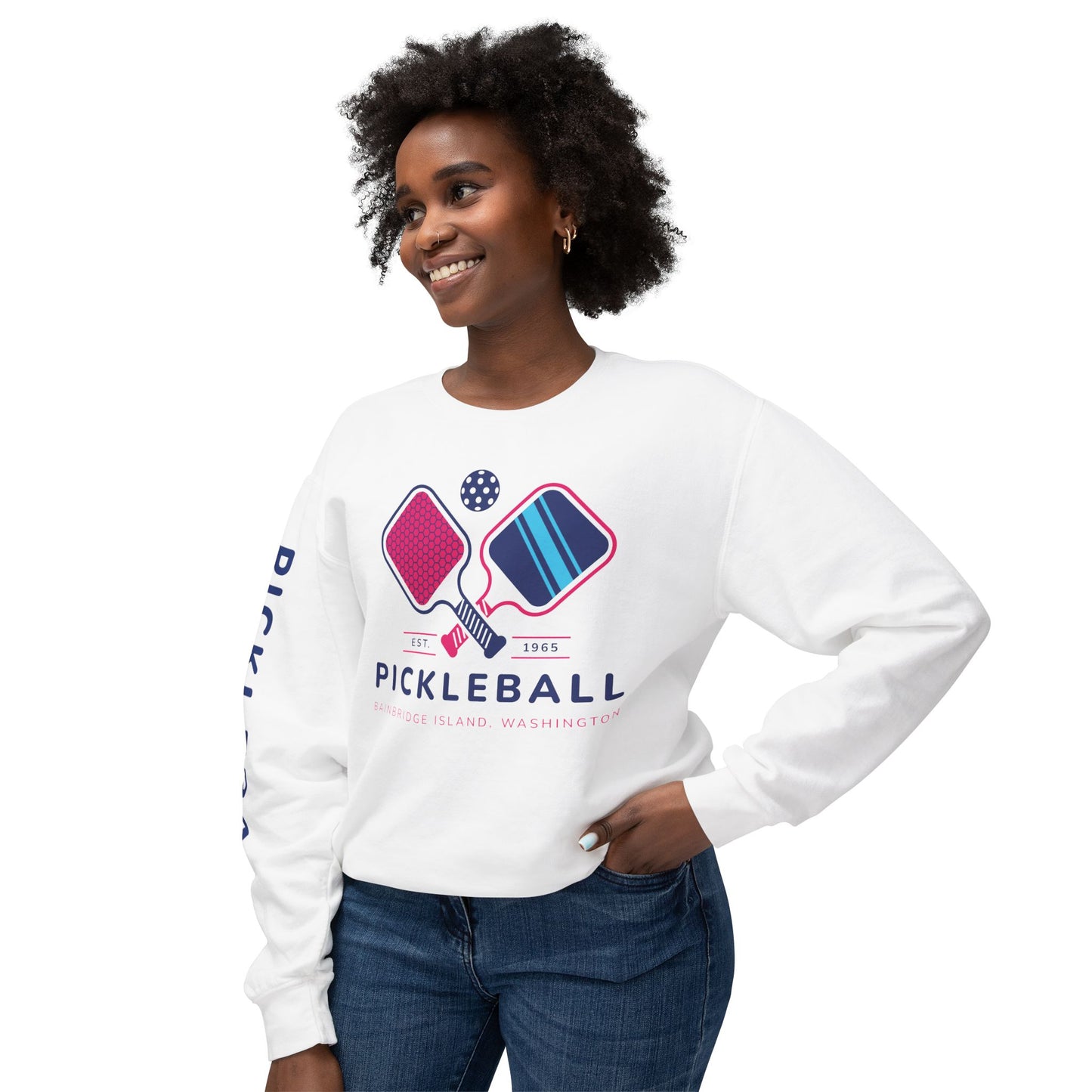 1965 Pickleball Double Paddles Unisex Lightweight Crewneck Sweatshirt