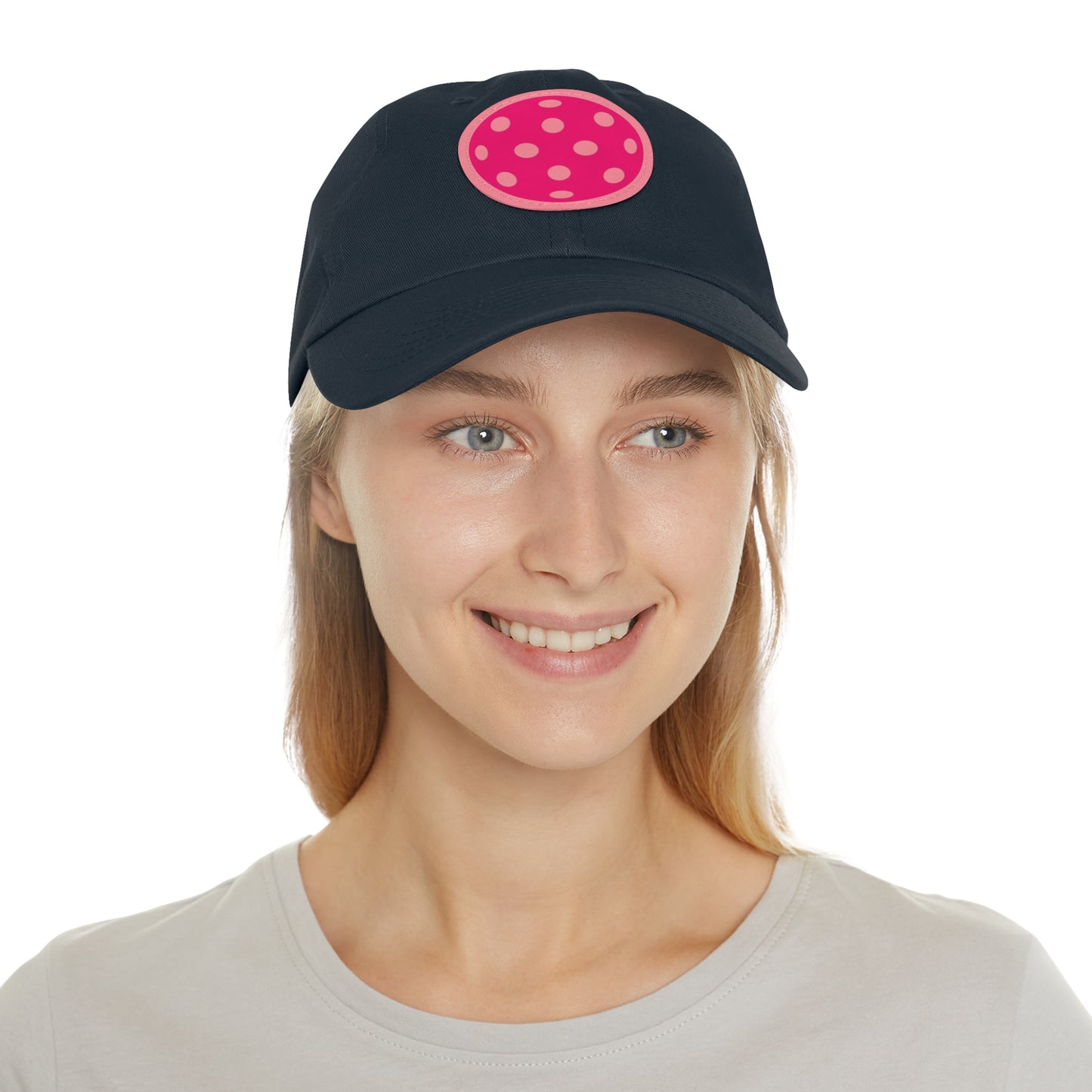 1965 Pink Pickleball Ball I Hat with Leather Patch (Round)