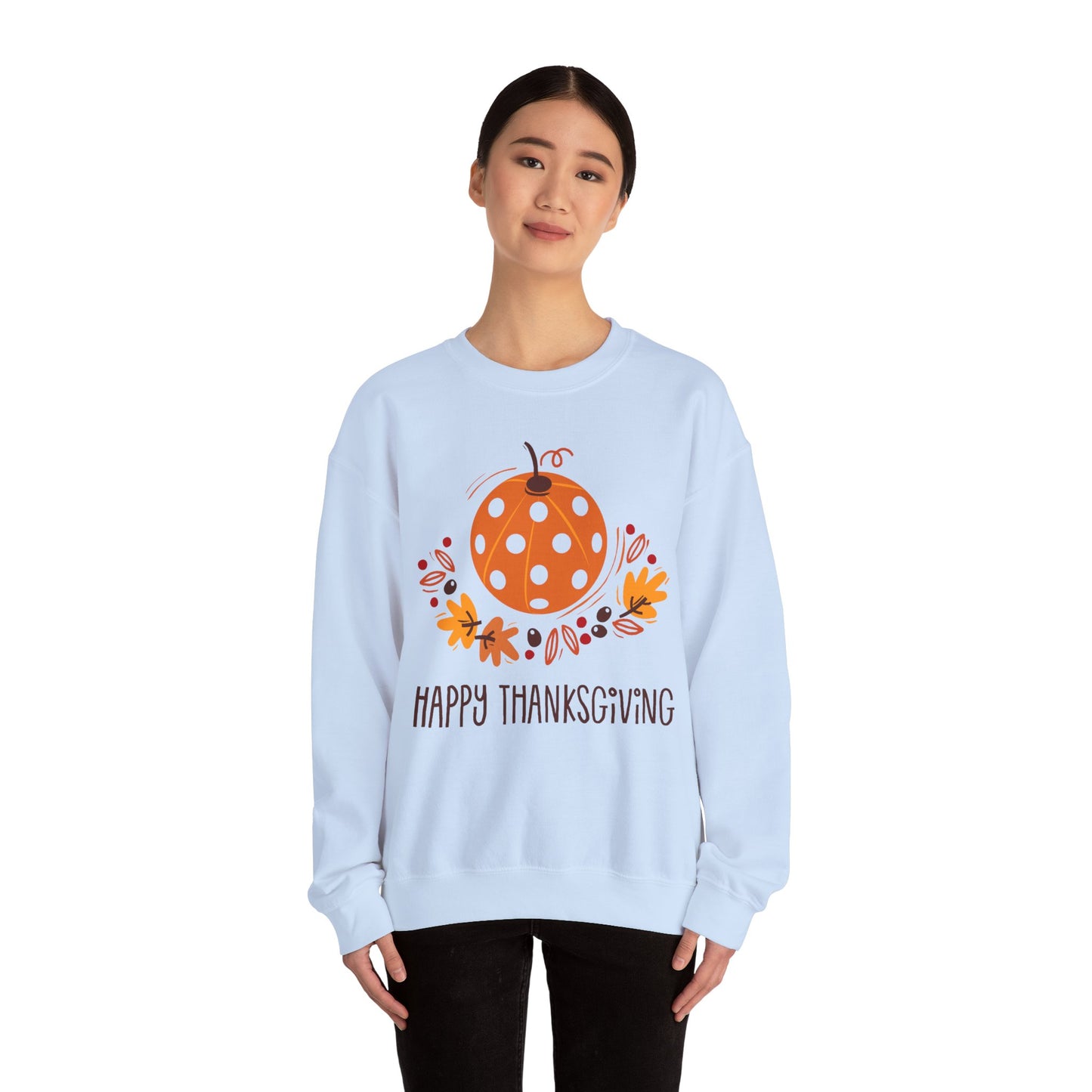 Pickleball Pumpkin Happy Thanksgiving Unisex Heavy Blend™ Crewneck Sweatshirt