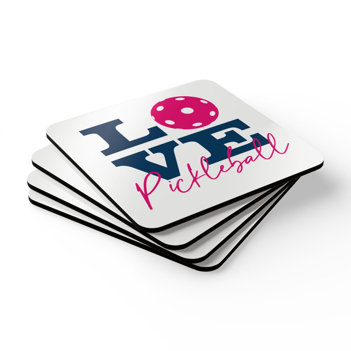 Love Pickleball II Corkwood Coaster Set