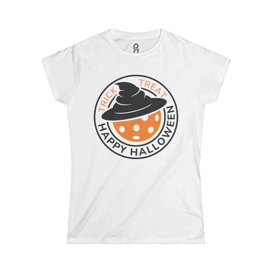 Pickleball Halloween Pumpkin Women's Softstyle Tee