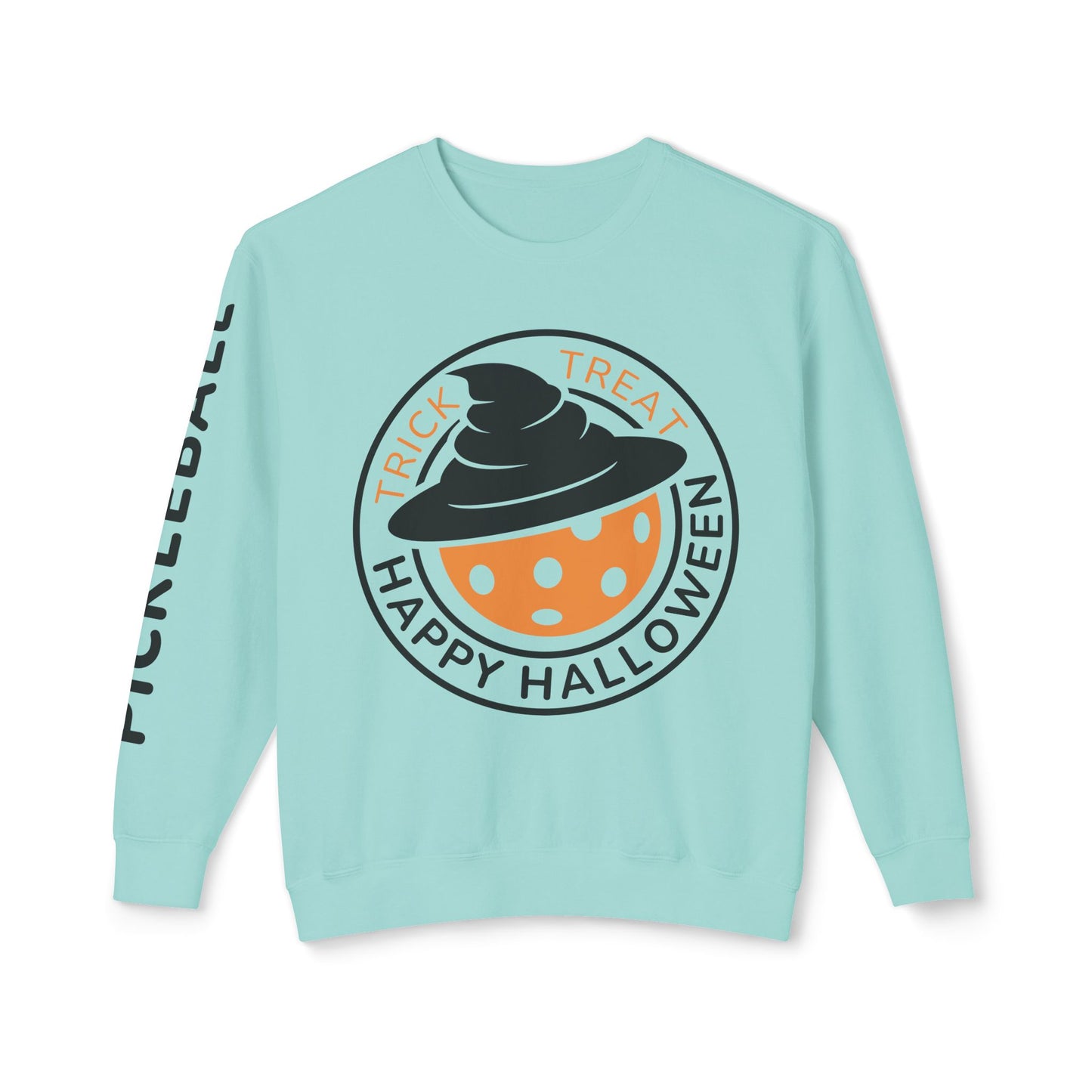 Pickleball Halloween Pumpkin Unisex Lightweight Crewneck Sweatshirt