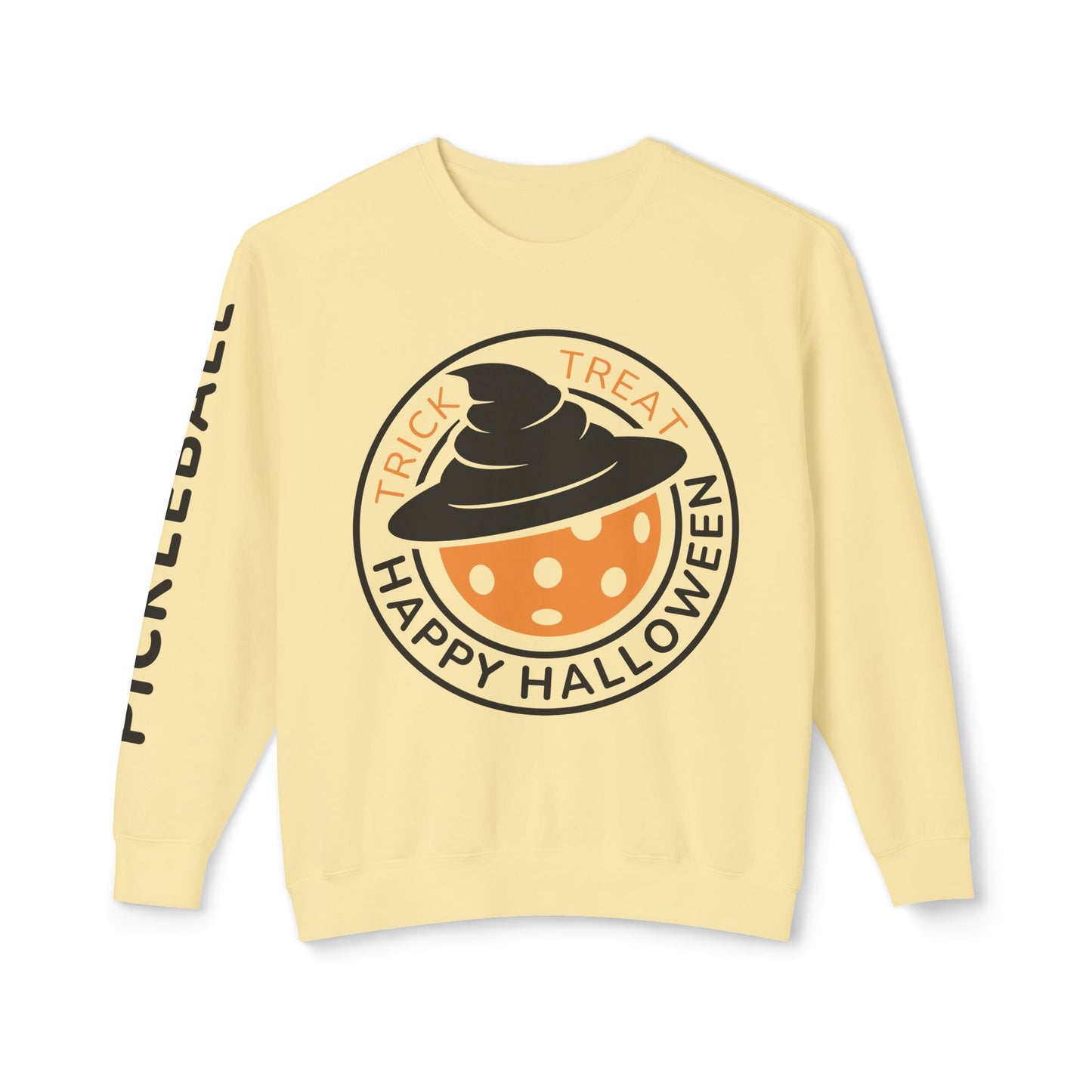 Pickleball Halloween Pumpkin Unisex Lightweight Crewneck Sweatshirt