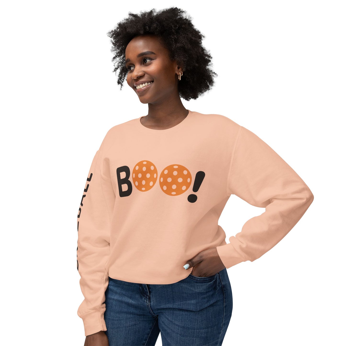 Pickleball Halloween Boo Unisex Lightweight Crewneck Sweatshirt