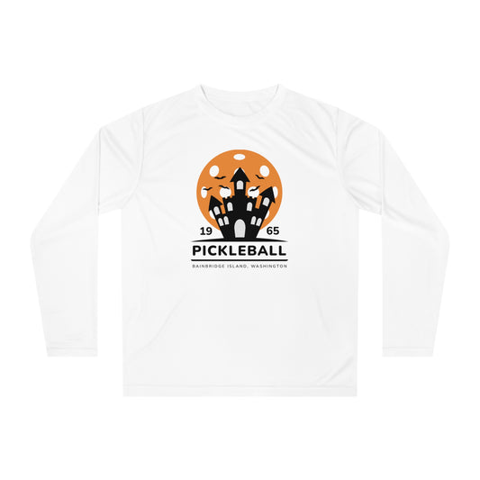 Pickleball Halloween Haunted House Unisex Performance Long Sleeve Shirt