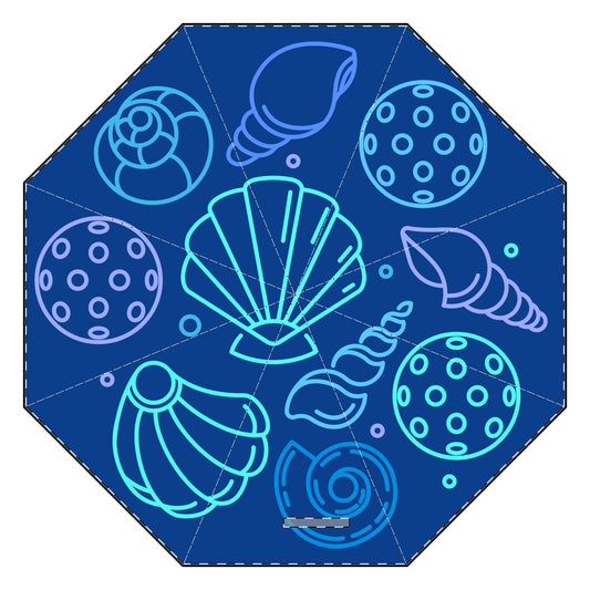 Pickleball Seashells Semi-Automatic Foldable Umbrella