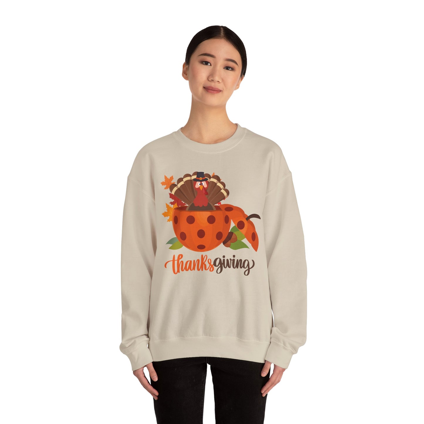 Thanksgiving Turkey Pickleball Unisex Heavy Blend™ Crewneck Sweatshirt