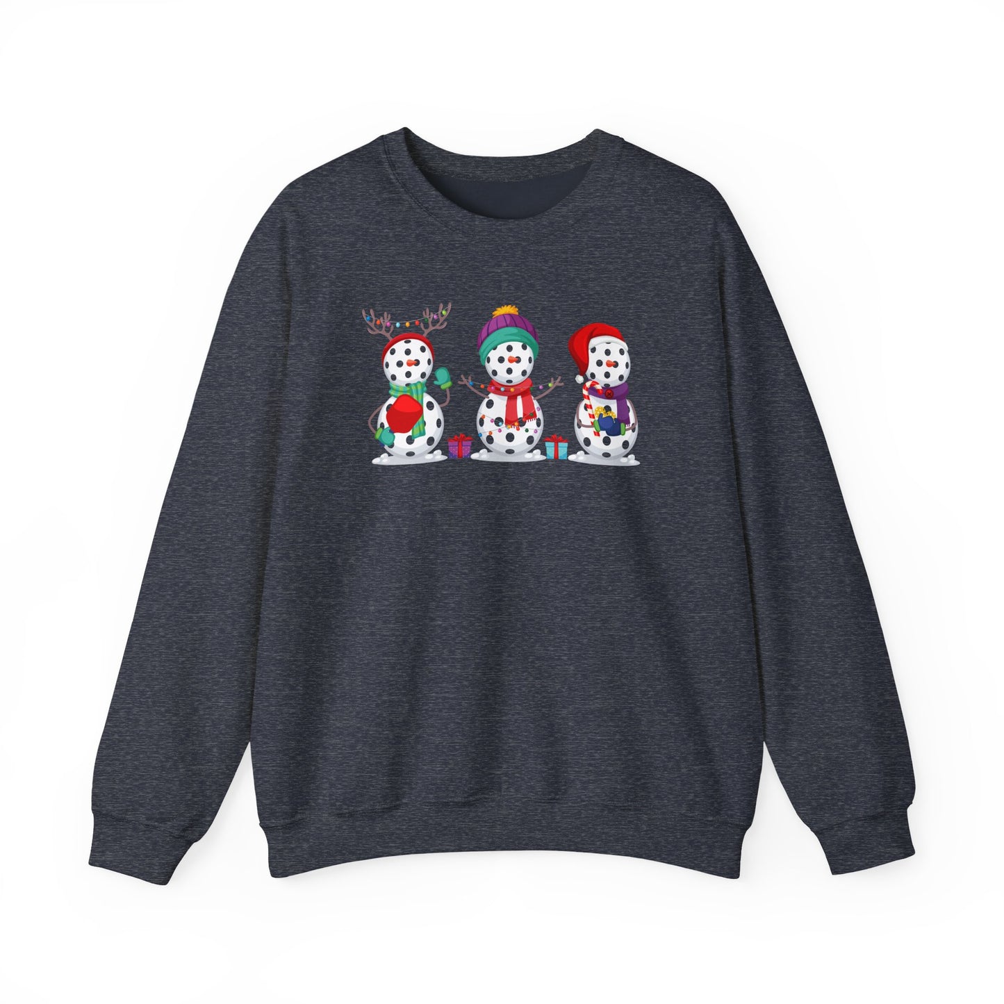 Pickleball Snowman Trio Unisex Heavy Blend™ Crewneck Sweatshirt