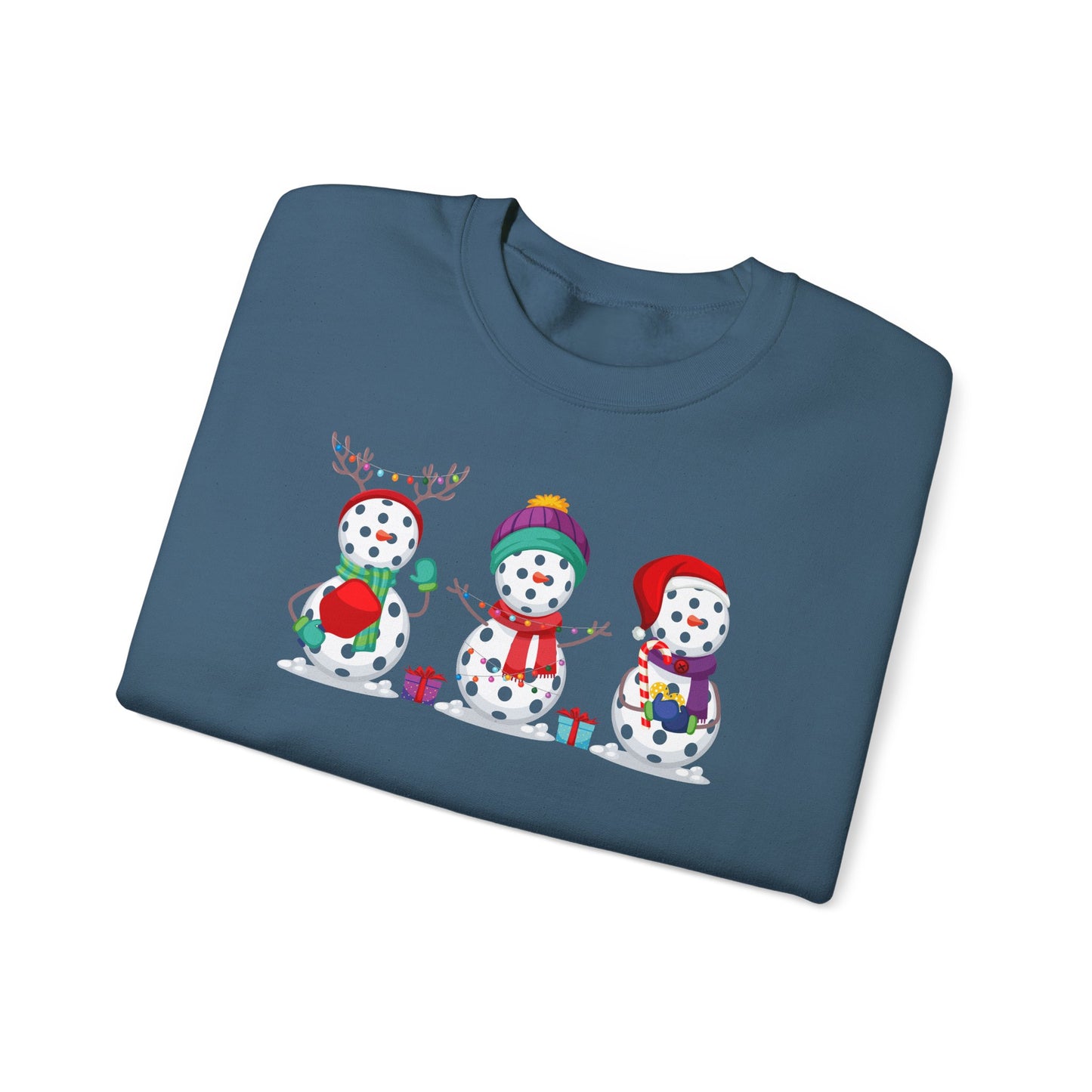 Pickleball Snowman Trio Unisex Heavy Blend™ Crewneck Sweatshirt