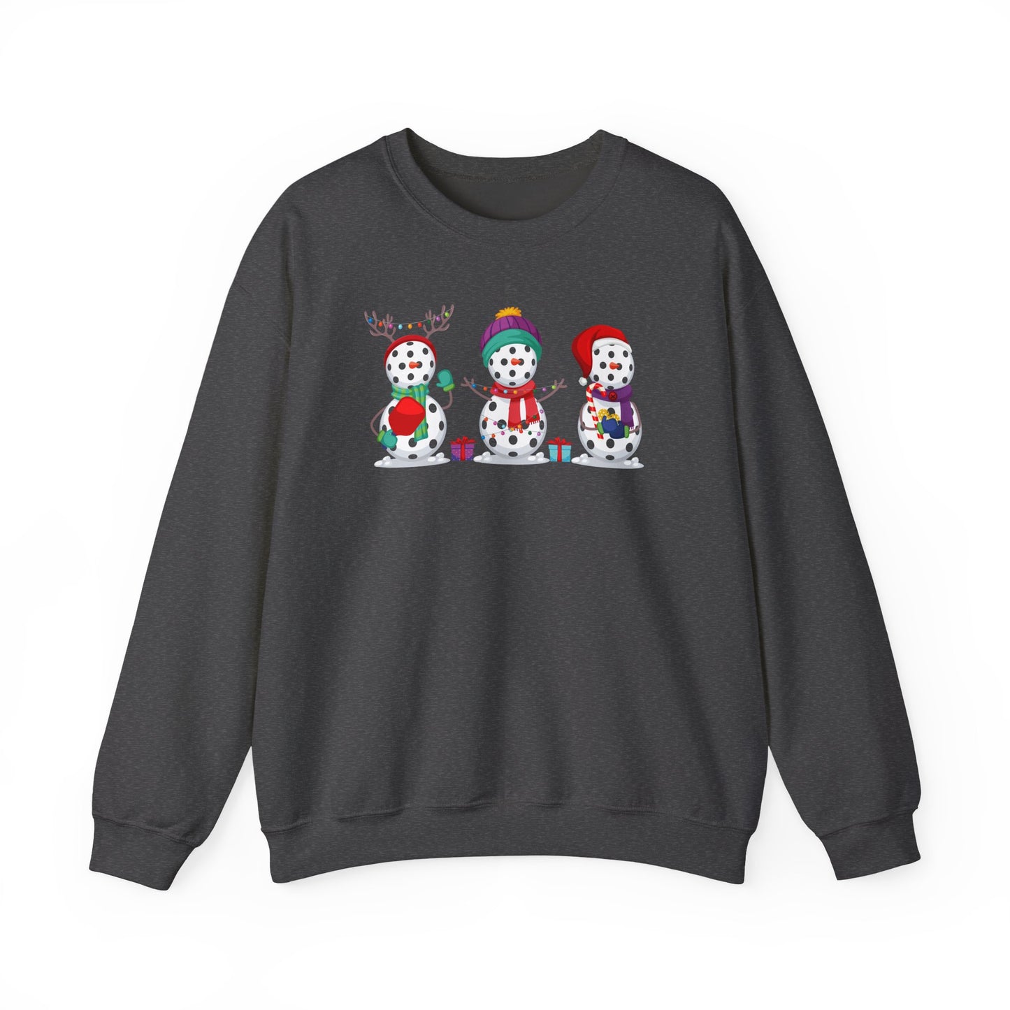 Pickleball Snowman Trio Unisex Heavy Blend™ Crewneck Sweatshirt