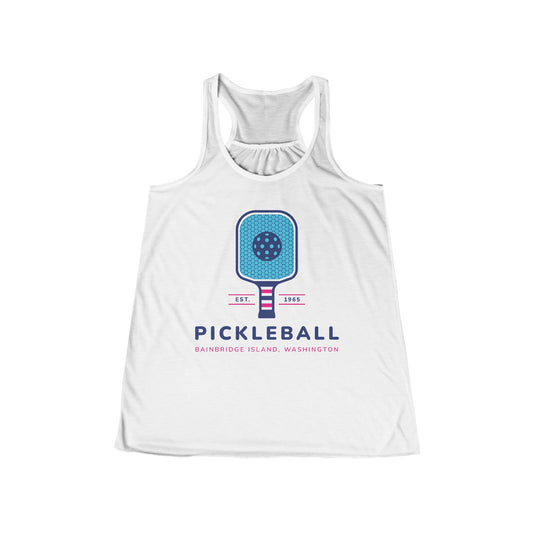 1965 Pickleball Blue Paddle Women's Flowy Racerback Tank