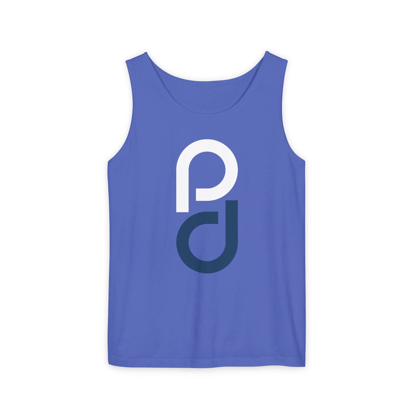 PD Pickleball Blues III – White Blue Unisex Garment-Dyed Tank Top