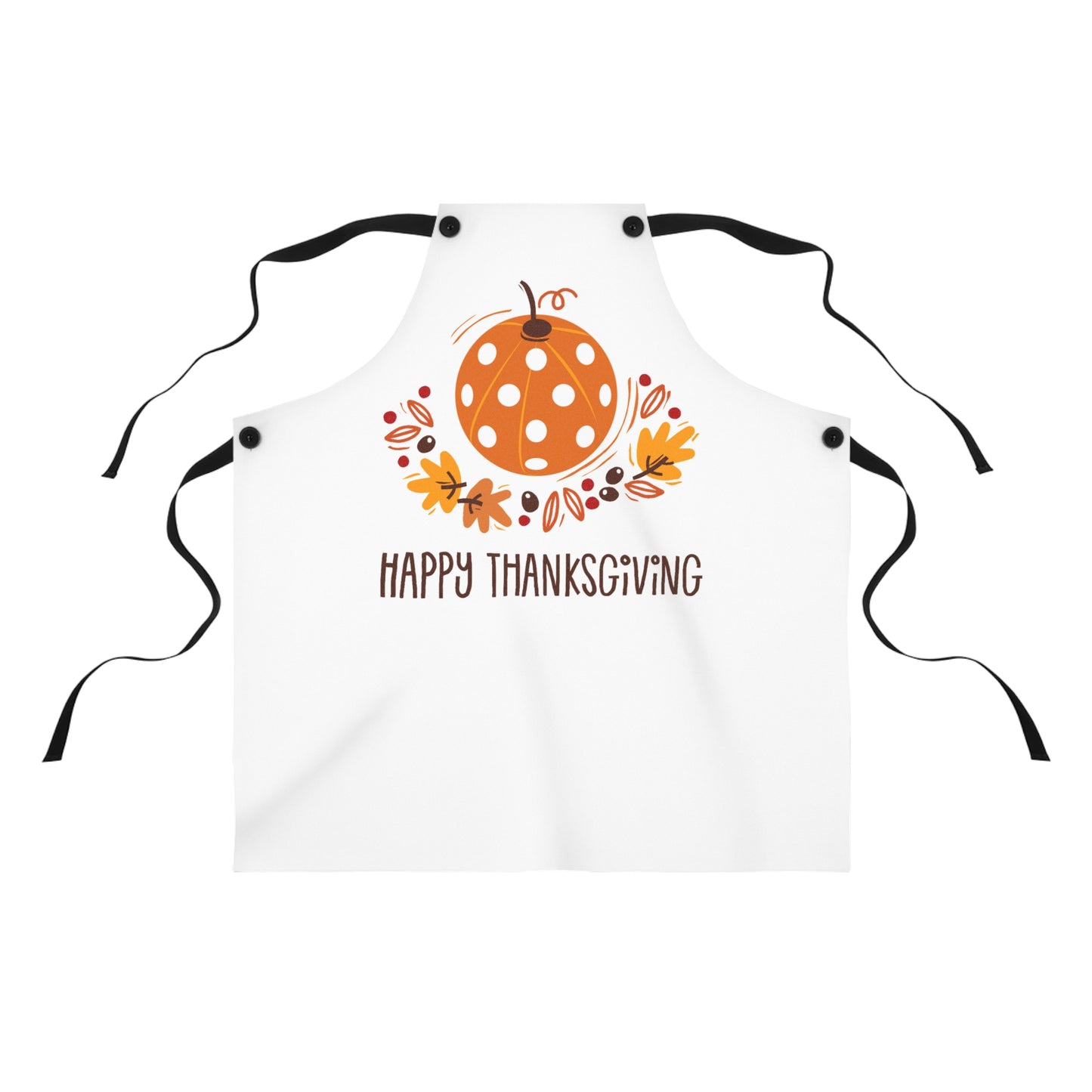 Pickleball Pumpkin Happy Thanksgiving Apron — "Happy Thanksgiving" Holiday Kitchen Gift