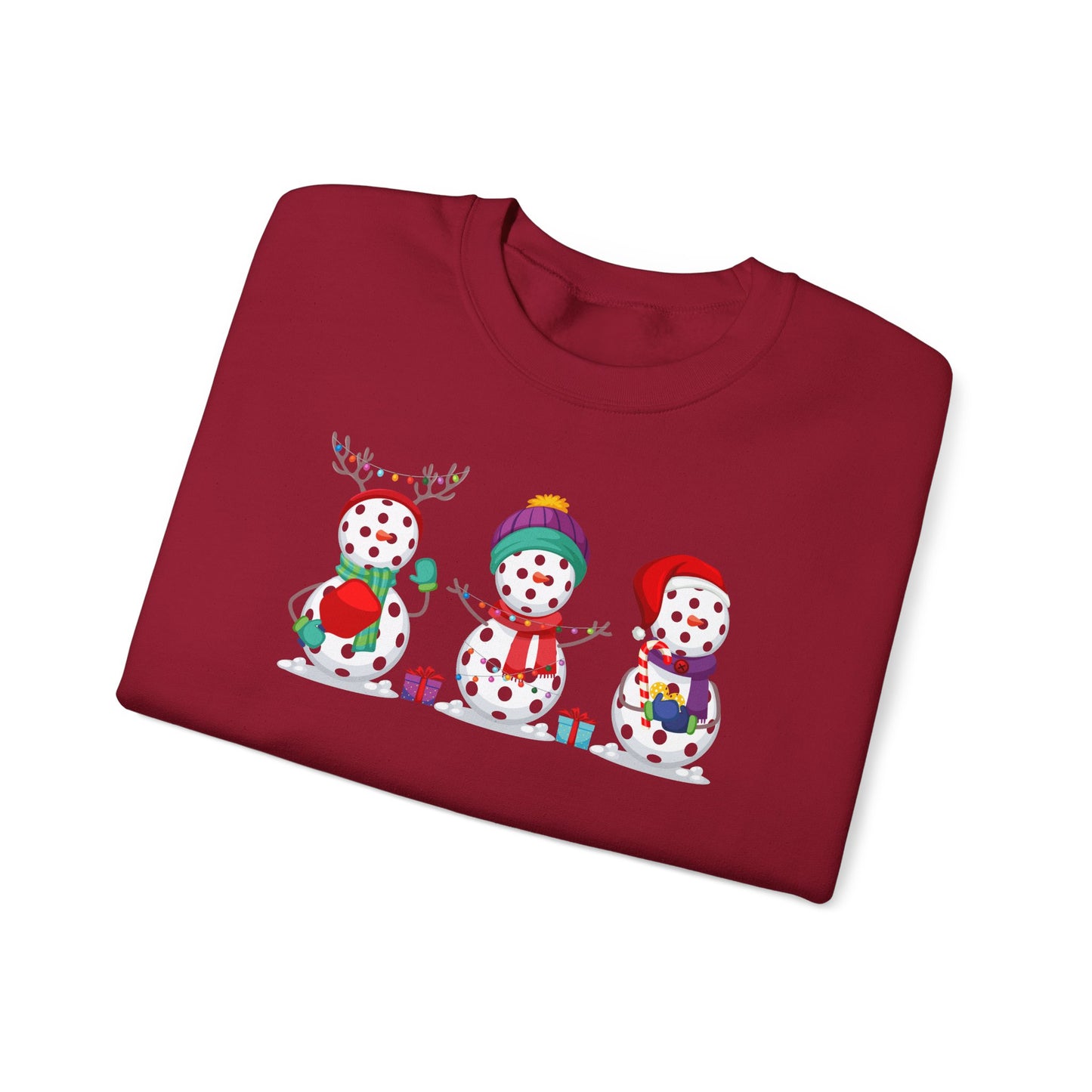 Pickleball Snowman Trio Unisex Heavy Blend™ Crewneck Sweatshirt
