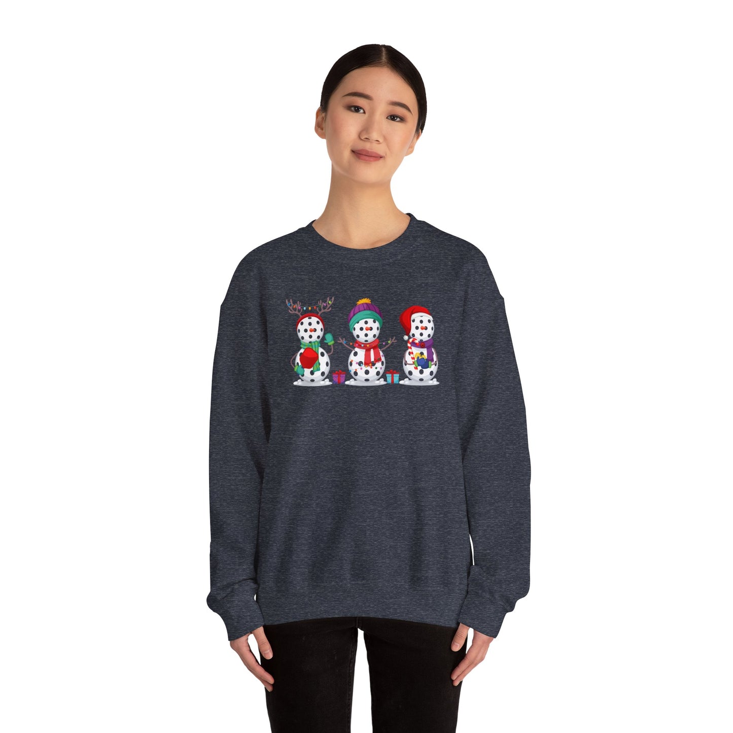 Pickleball Snowman Trio Unisex Heavy Blend™ Crewneck Sweatshirt