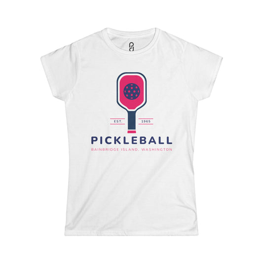 1965 Pickleball Pink Paddle Women's Softstyle Tee