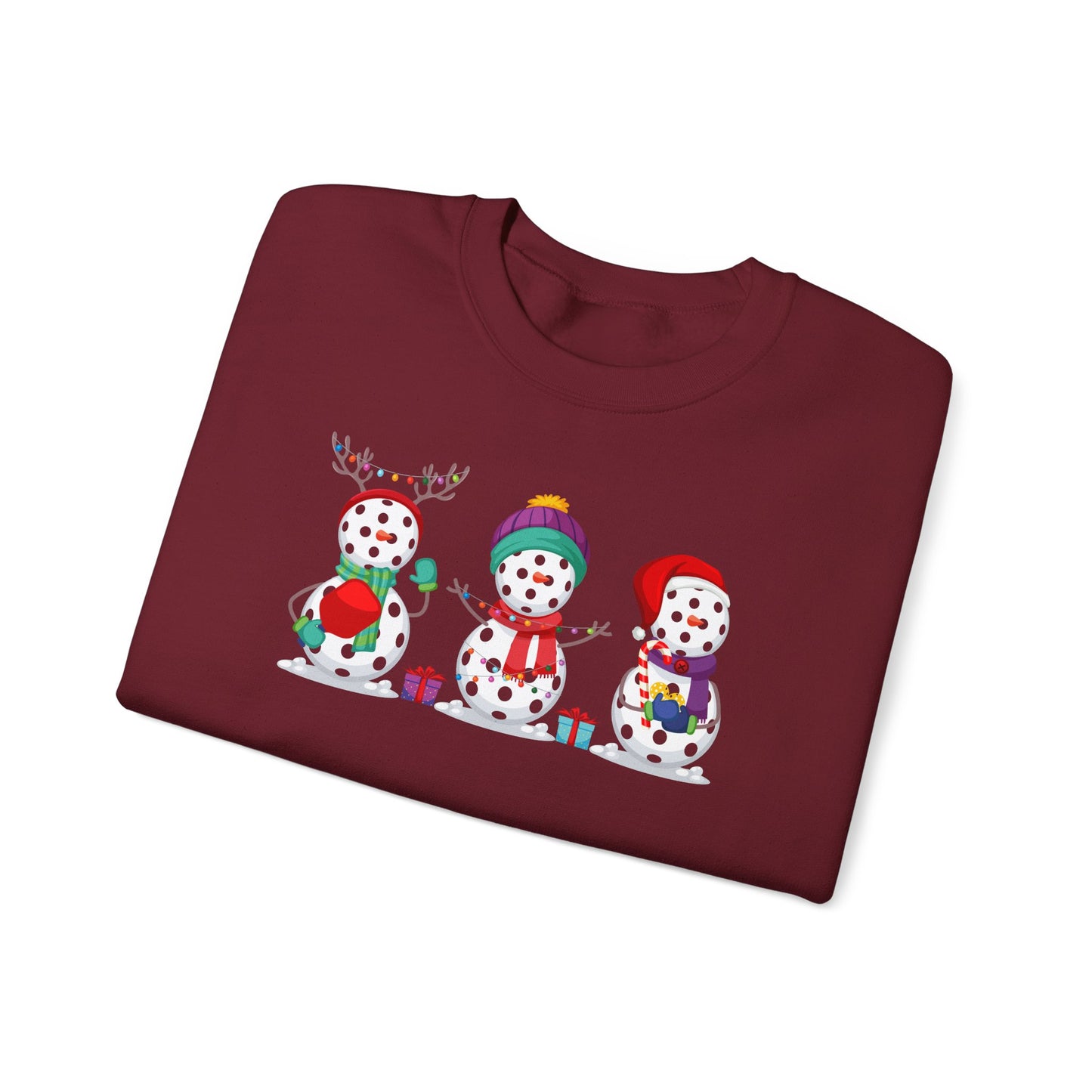 Pickleball Snowman Trio Unisex Heavy Blend™ Crewneck Sweatshirt
