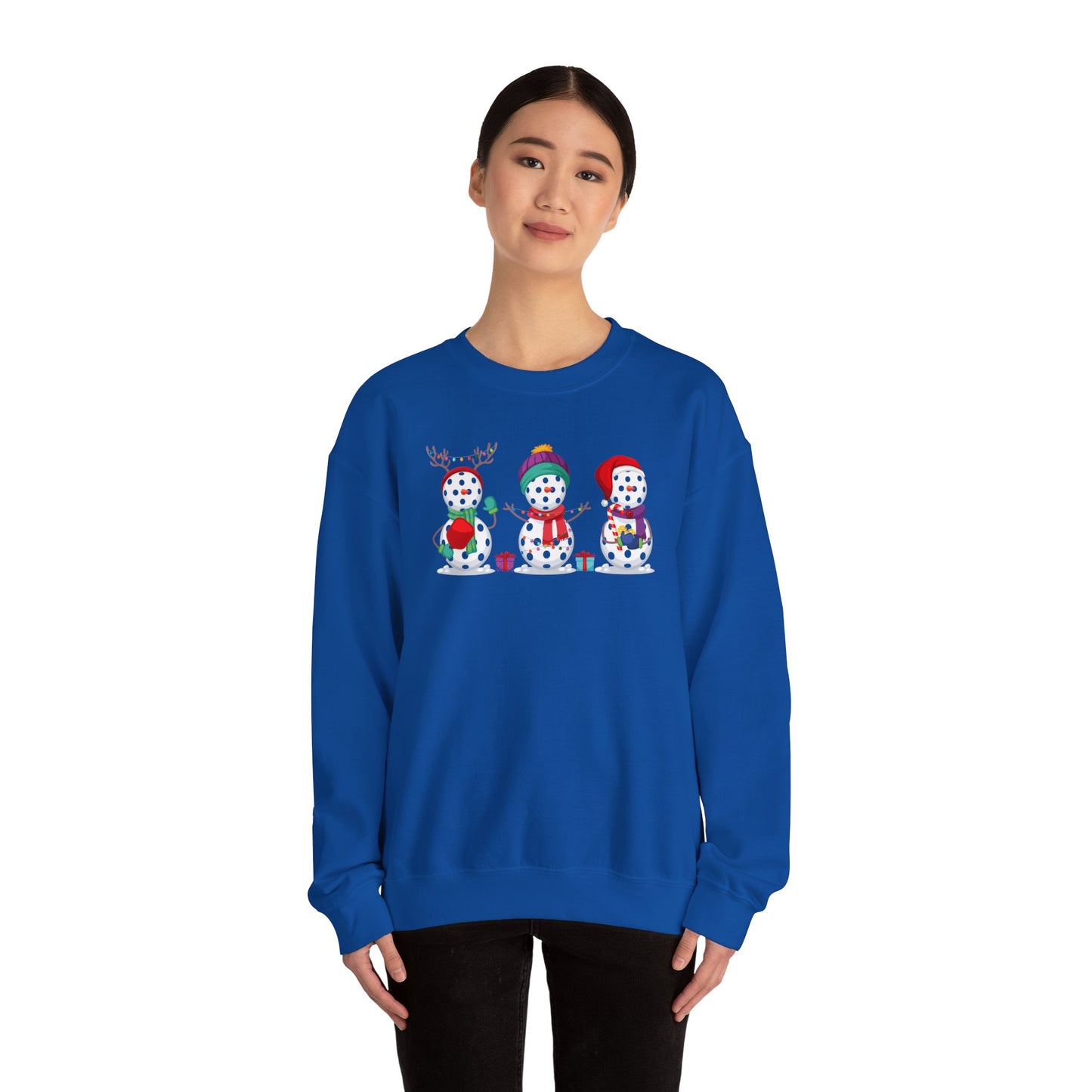 Pickleball Snowman Trio Unisex Heavy Blend™ Crewneck Sweatshirt