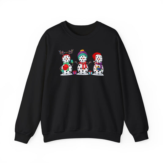 Pickleball Snowman Trio Unisex Heavy Blend™ Crewneck Sweatshirt