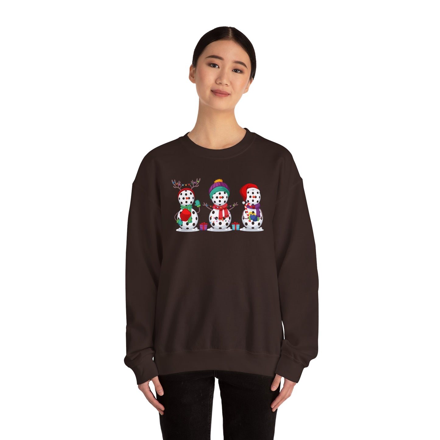 Pickleball Snowman Trio Unisex Heavy Blend™ Crewneck Sweatshirt