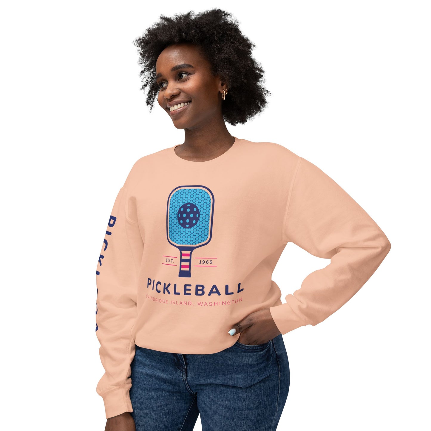 1965 Pickleball Blue Paddles Unisex Lightweight Crewneck Sweatshirt