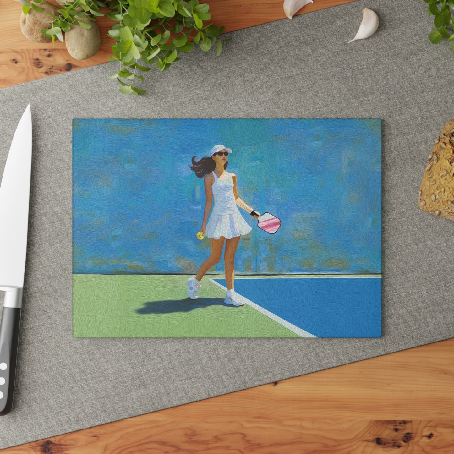 Pickleball "Courtside" Limited Edition Glass Cutting Board