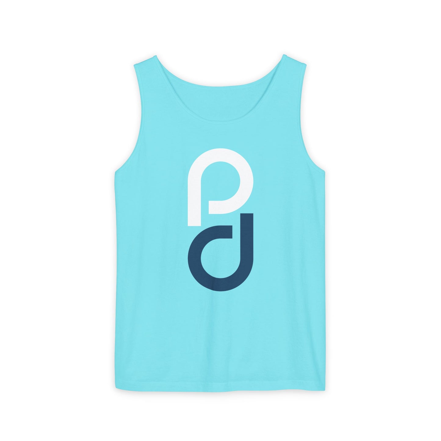 PD Pickleball Blues III – White Blue Unisex Garment-Dyed Tank Top