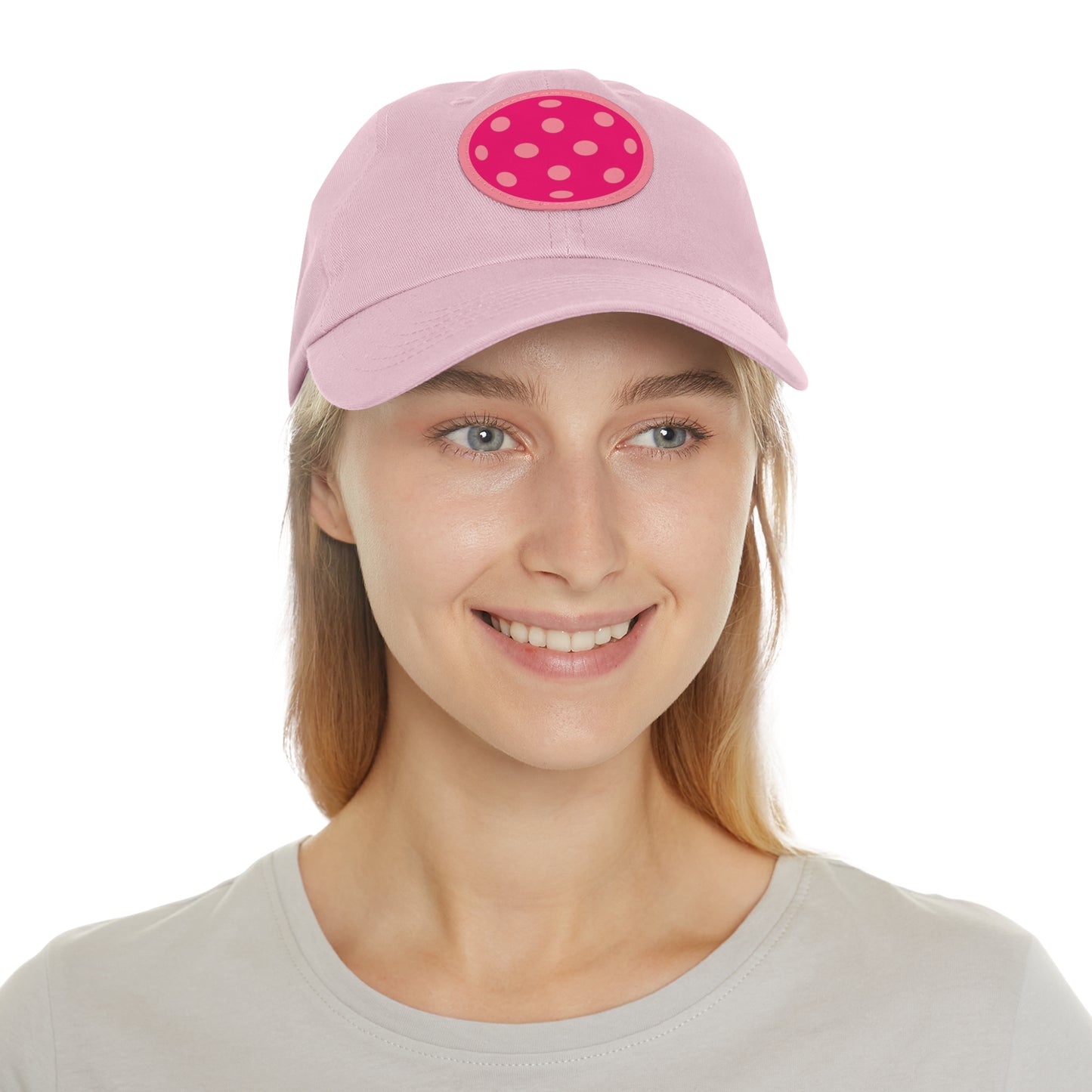 1965 Pink Pickleball Ball I Hat with Leather Patch (Round)