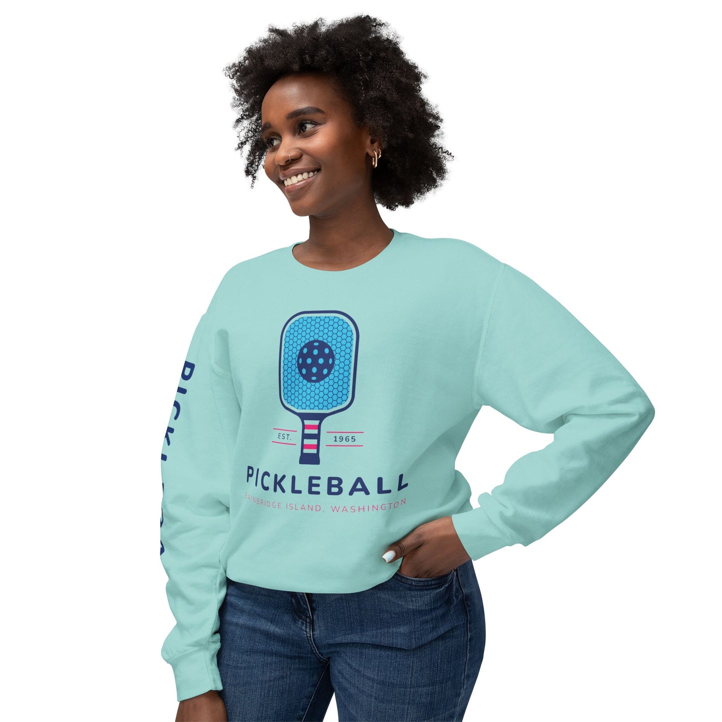 1965 Pickleball Blue Paddles Unisex Lightweight Crewneck Sweatshirt