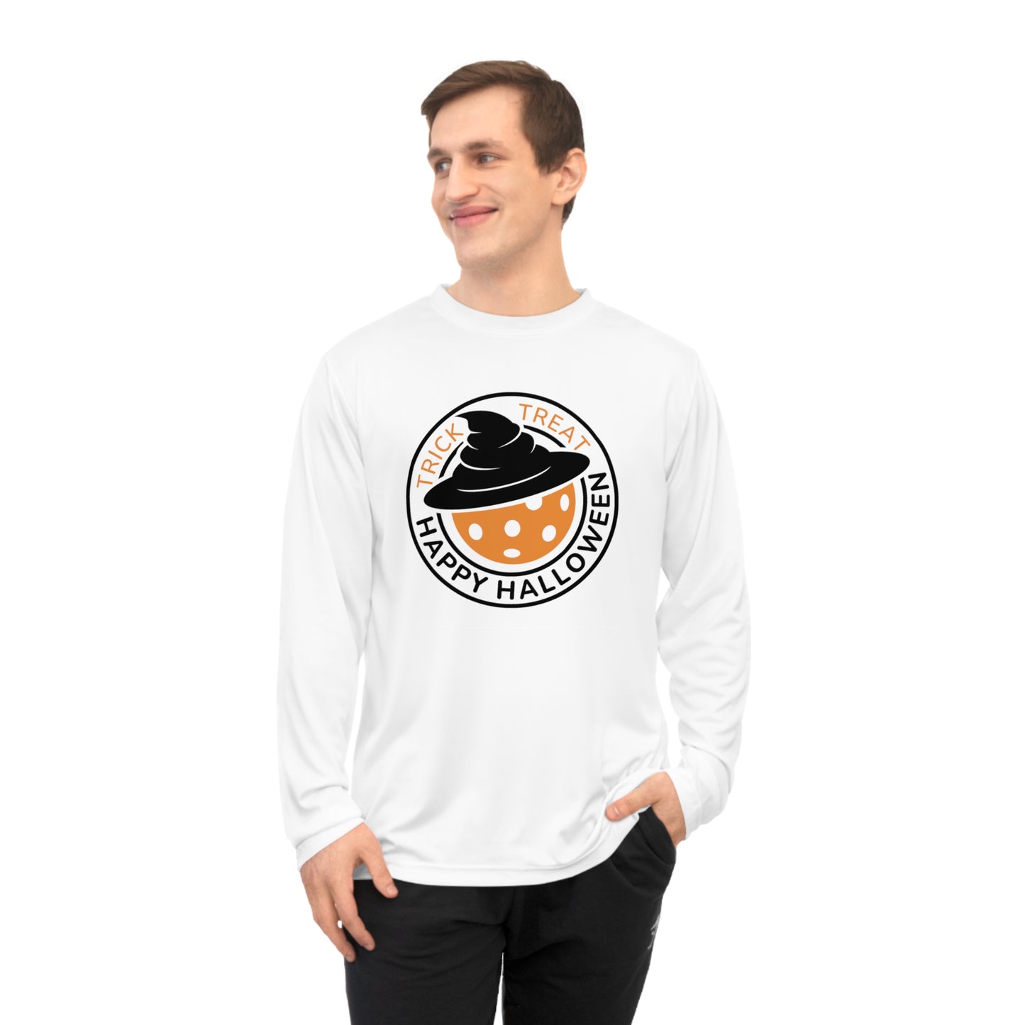 Pickleball Halloween Pumpkin Unisex Performance Long Sleeve Shirt