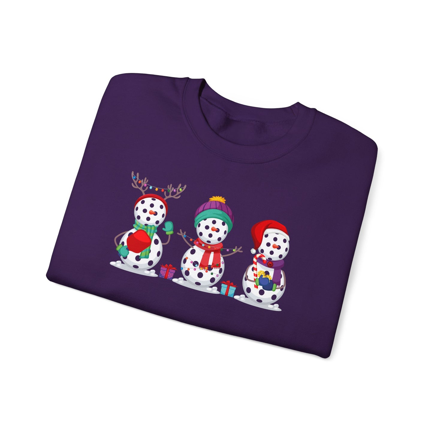 Pickleball Snowman Trio Unisex Heavy Blend™ Crewneck Sweatshirt