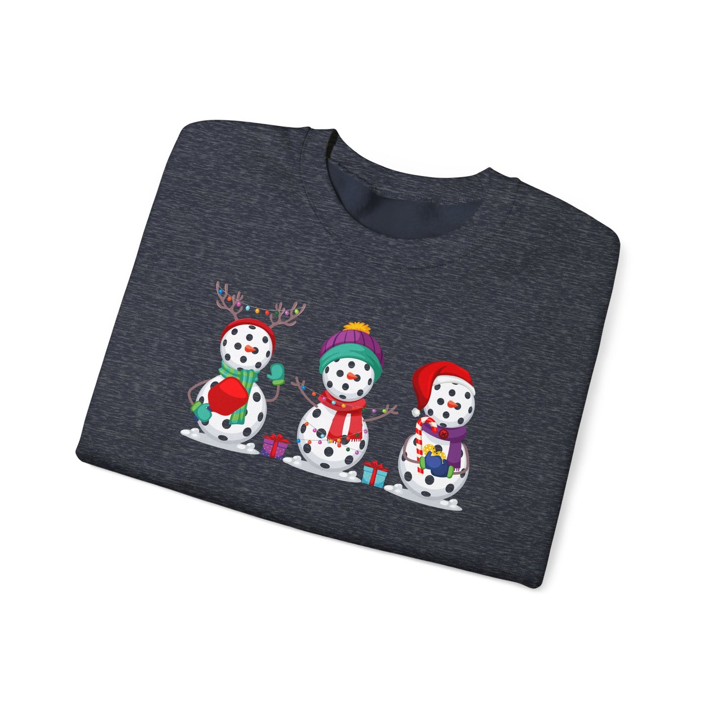 Pickleball Snowman Trio Unisex Heavy Blend™ Crewneck Sweatshirt