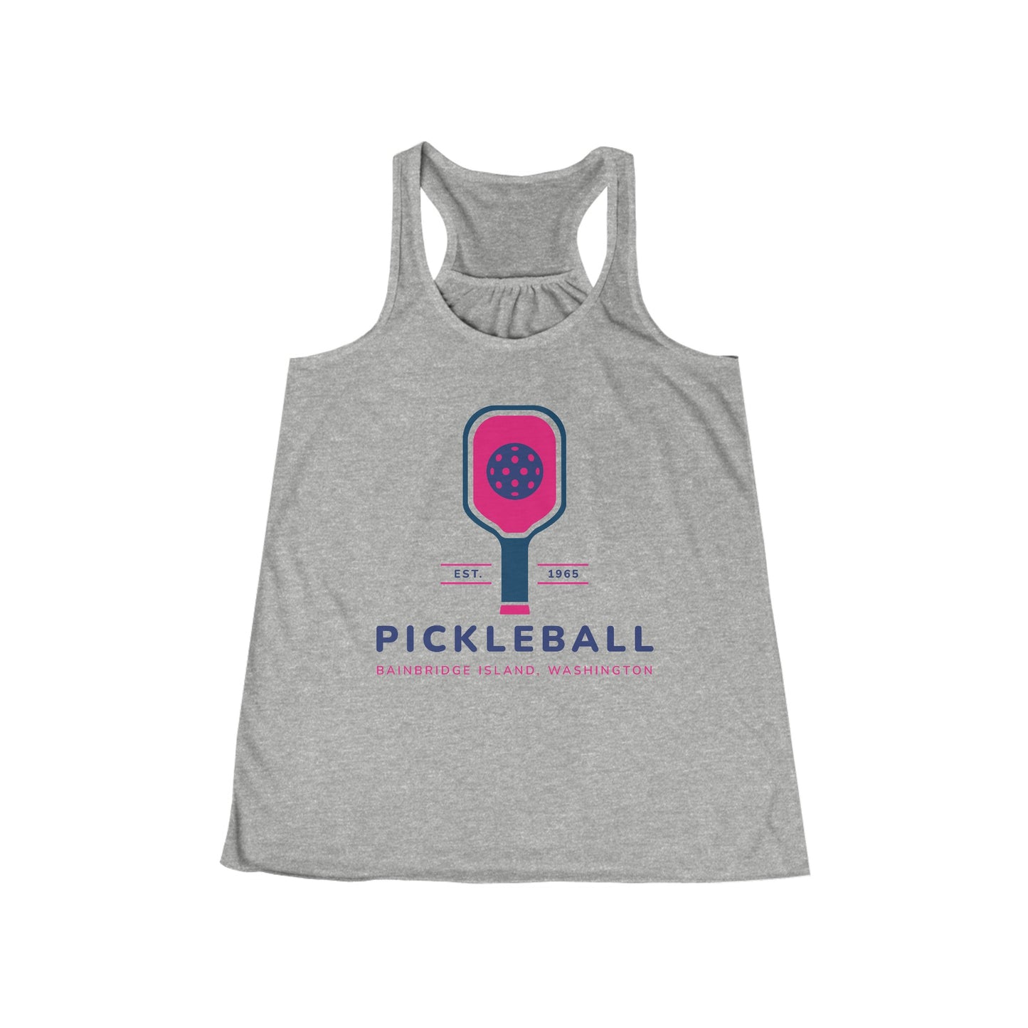 1965 Pickleball Pink Paddle Women's Flowy Racerback Tank