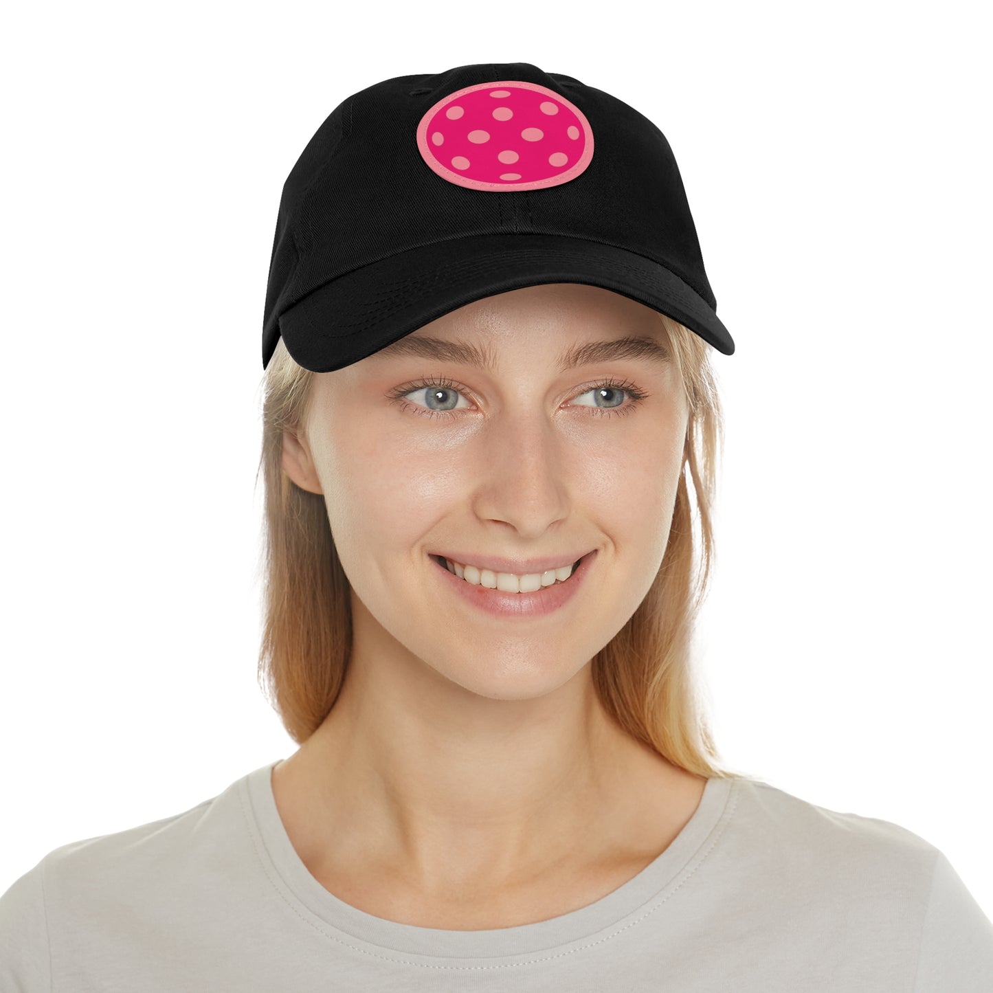 1965 Pink Pickleball Ball I Hat with Leather Patch (Round)