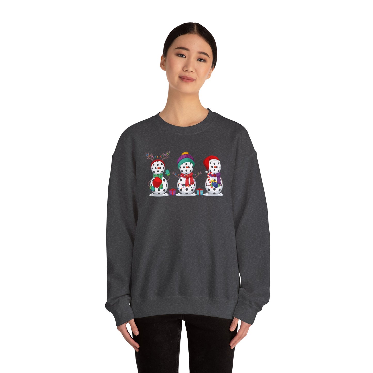 Pickleball Snowman Trio Unisex Heavy Blend™ Crewneck Sweatshirt