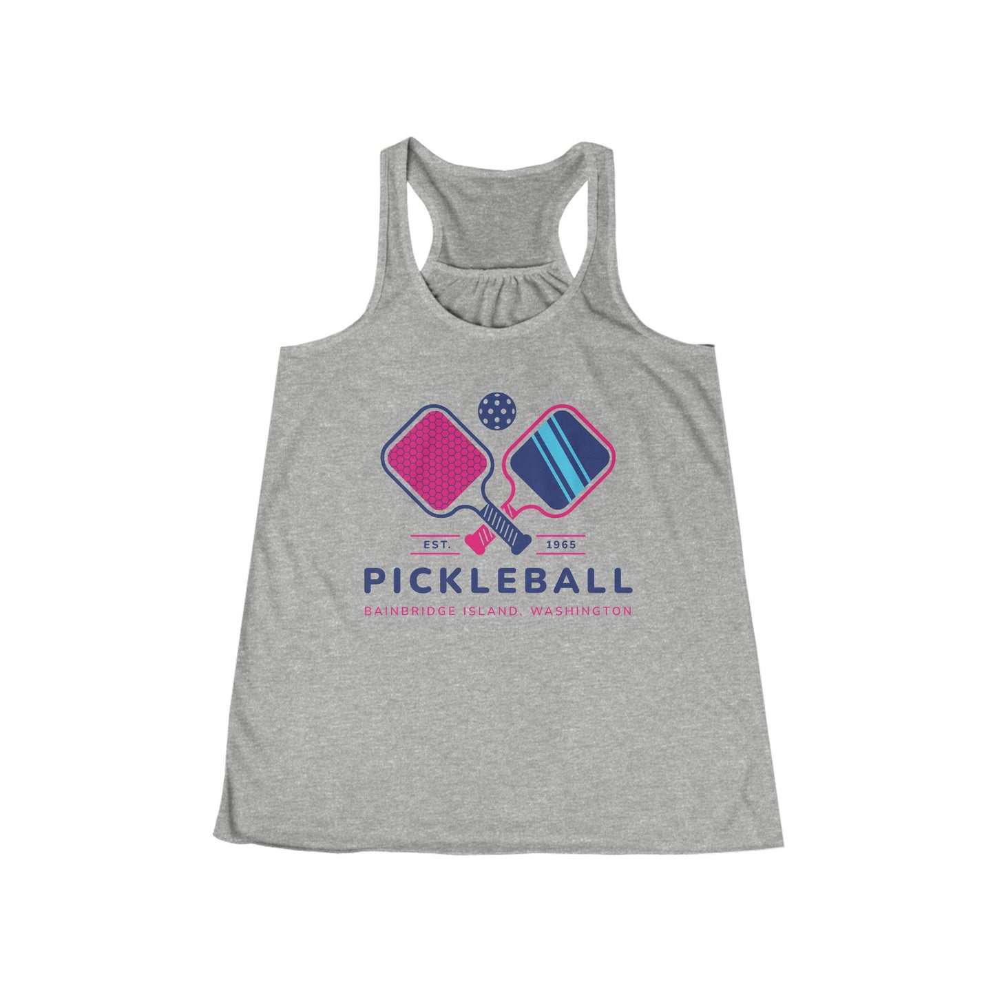 1965 Pickleball Double Paddles Women's Flowy Racerback Tank